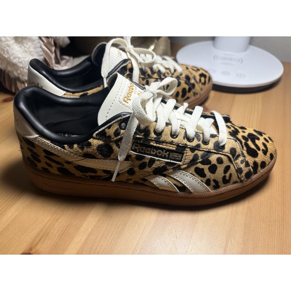 NWOT Reebok Classic Club C 85 Leopard Calf Hair Sneakers (Women's) US 9 9.5